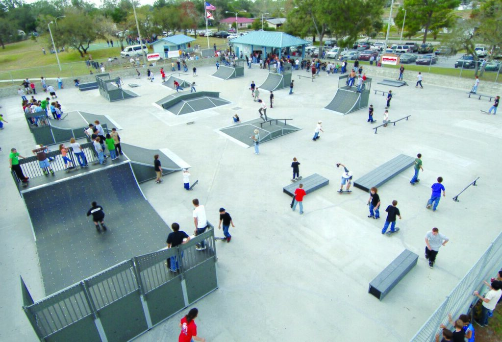 Skatepark designed and manufactured by Landscape Structures Inc.